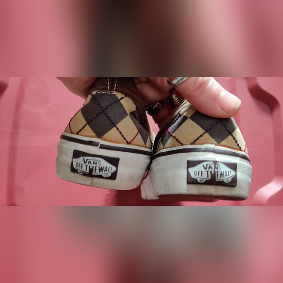 Vans Men's Checkered Brown Canvas Slip On Loafer. Size 5 - Picture 6 of 7